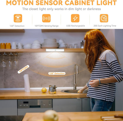 Under Cabinet Lights, 10 LED Rechargeable Motion Sensor Lights Indoor